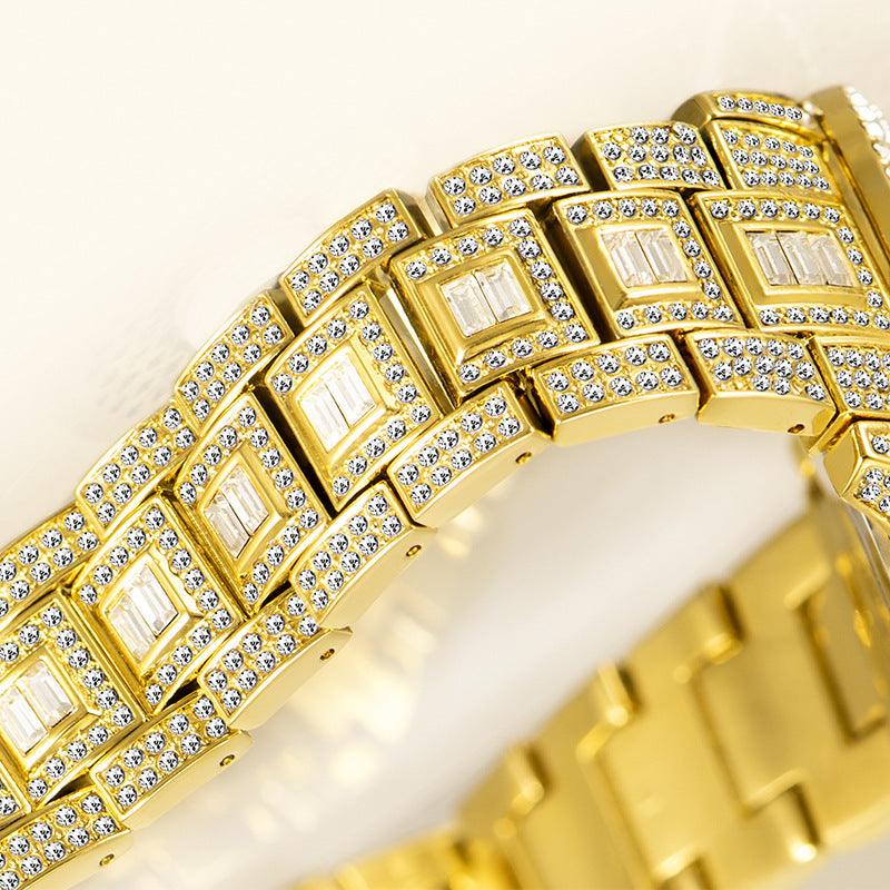 European And American Hip Hop Diamond Full Diamond Business Men's Waterproof Quartz Watch - Trendha