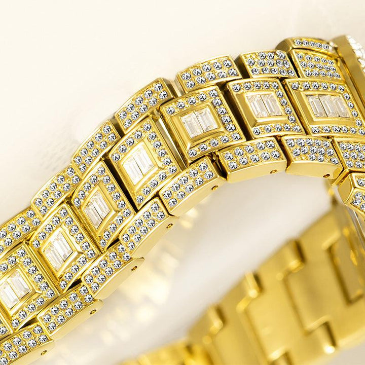 European And American Hip Hop Diamond Full Diamond Business Men's Waterproof Quartz Watch - Trendha