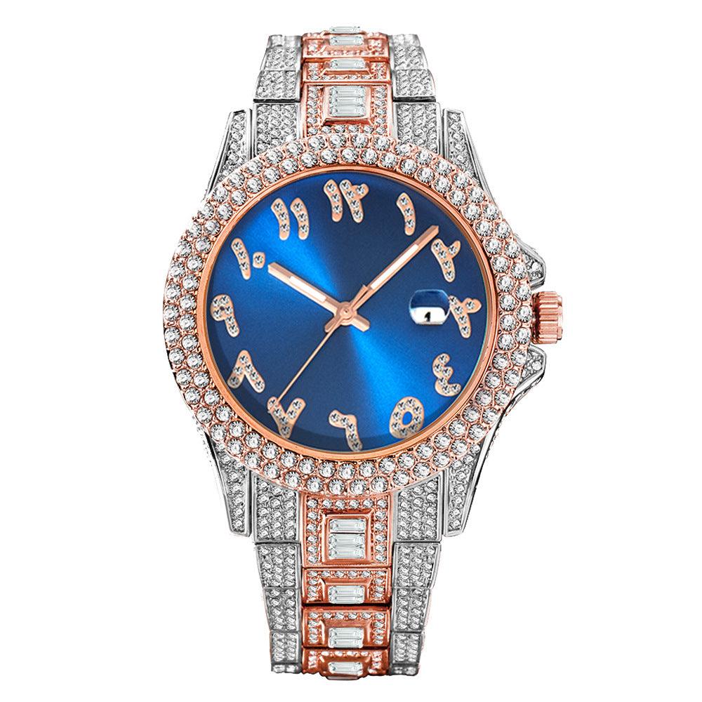 European And American Hip Hop Diamond Full Diamond Business Men's Waterproof Quartz Watch - Trendha