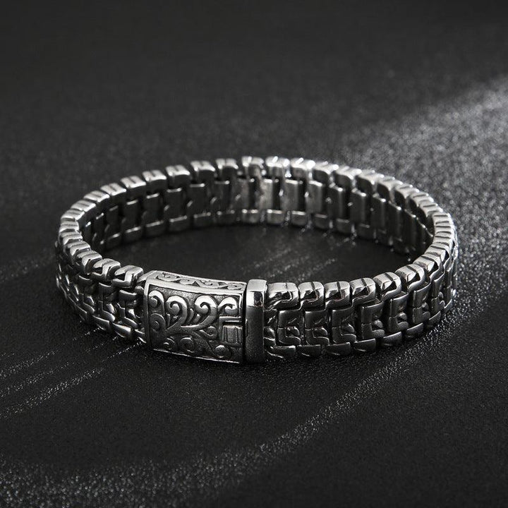 European And American Popular Simplicity Domineering Personalized Hip Hop Flower Men's Titanium Steel Bracelet - Trendha