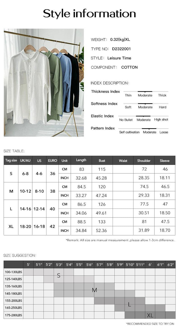 European And American Shirt Summer Temperament Commute Solid Color Long Sleeve - Trendha