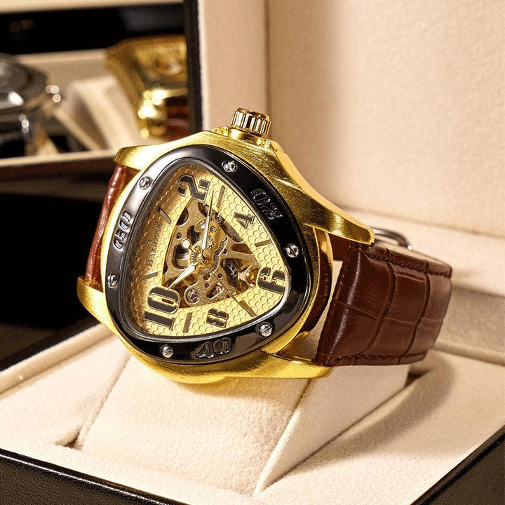 European And American Style Men's Fashion Casual Hollow Triangle Mechanical Watch - Trendha