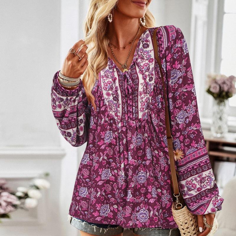 European And American Women's Clothing Printed Long Sleeve Shirt - Trendha