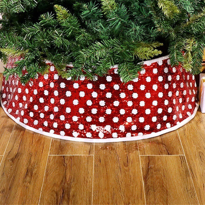 Red and White Sequin Christmas Tree Collar