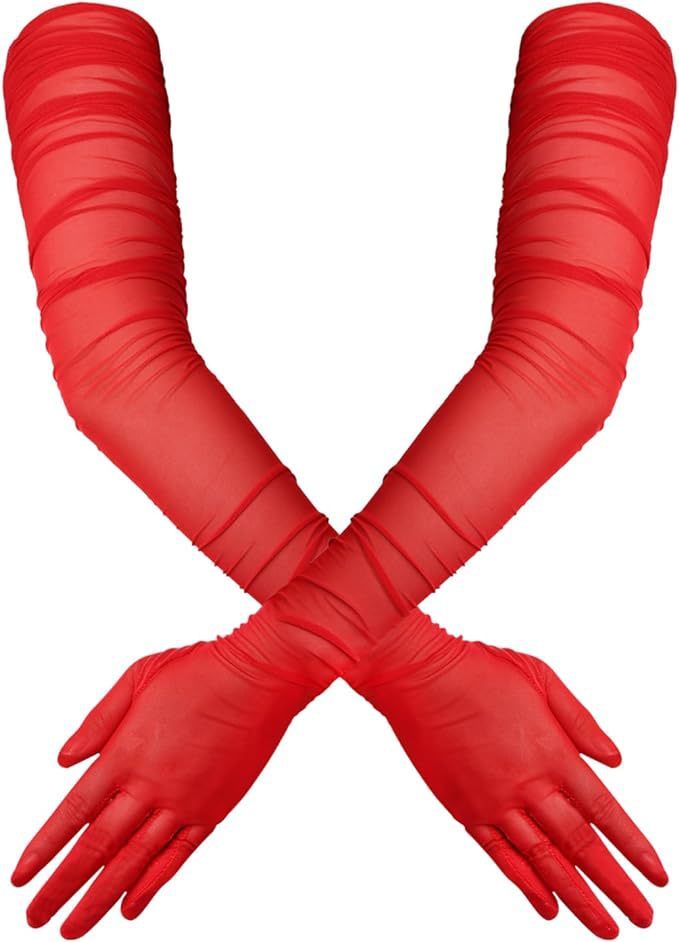 Women's Elegant Long Opera Gloves Mesh Gauze