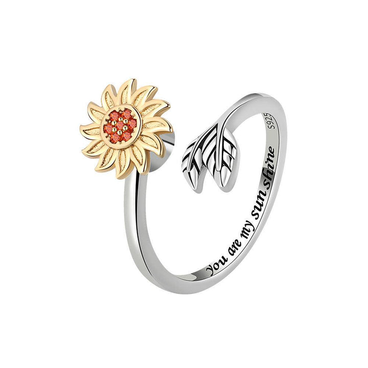 Fashion Adjustable Sunflower Rotating Ring - Trendha