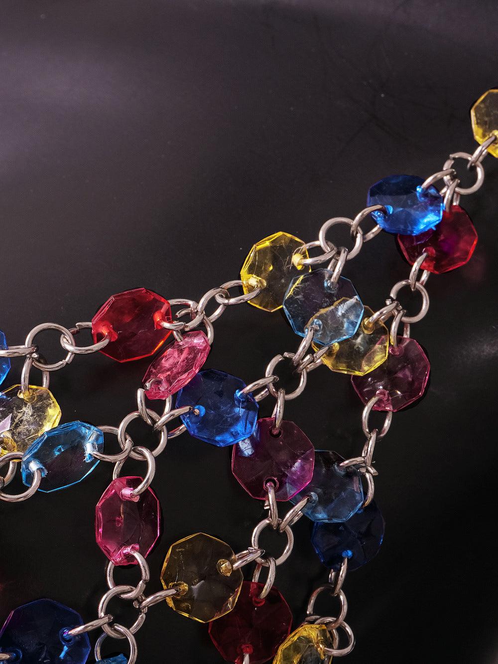 Fashion Color Gem Stitching Vest - Trendha