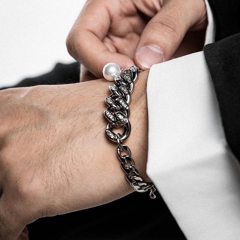 Fashion Cuban Pearl Splice Street Versatile Jewelry Bracelet - Trendha