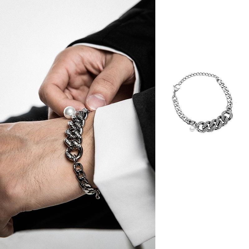 Fashion Cuban Pearl Splice Street Versatile Jewelry Bracelet - Trendha