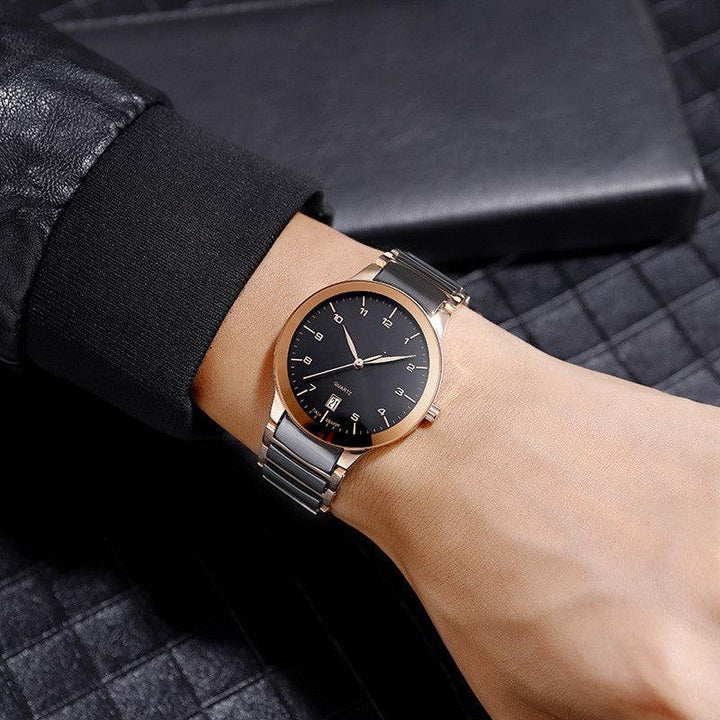 Fashion Digital Scale With Calendar Sliver Ceramic Watch - Trendha