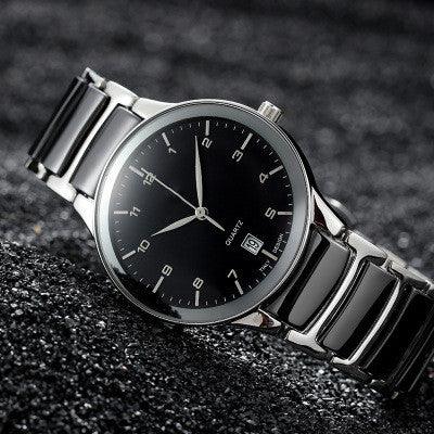 Fashion Digital Scale With Calendar Sliver Ceramic Watch - Trendha