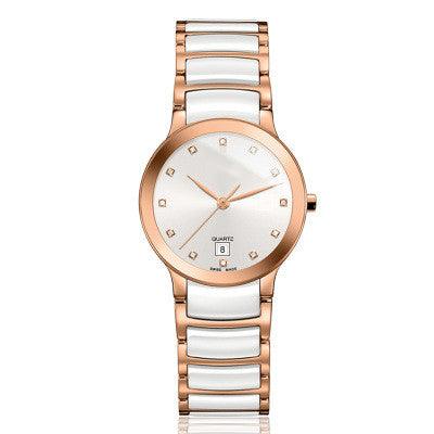 Fashion Digital Scale With Calendar Sliver Ceramic Watch - Trendha