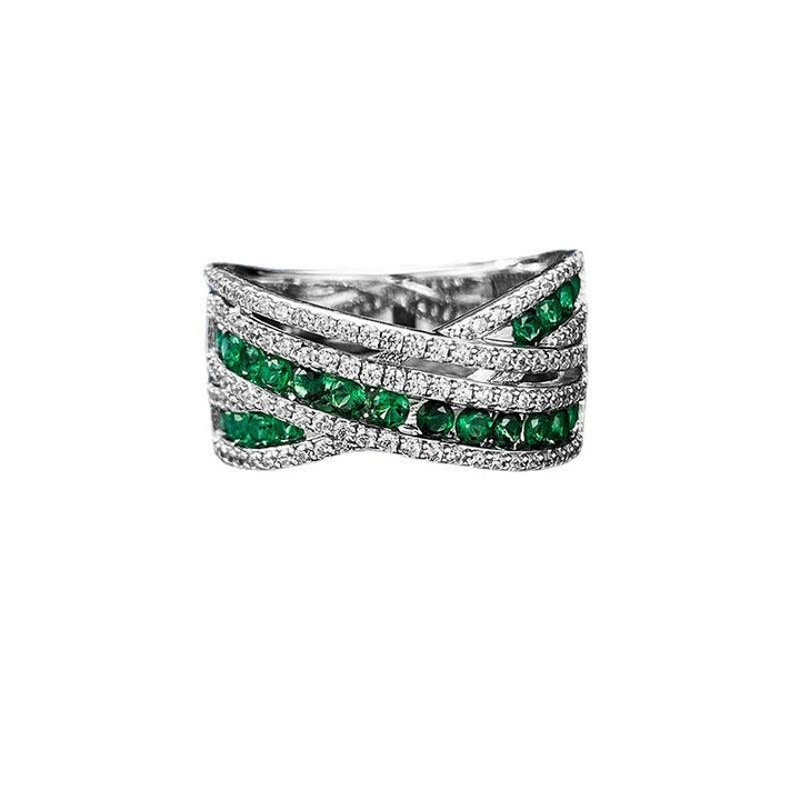 Fashion Emerald Row Love Interwoven Ring - Trendha