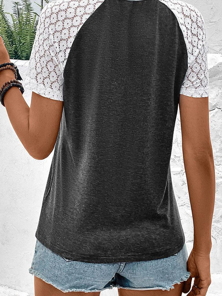 Fashion Lace Stitching T-shirt Women - Trendha