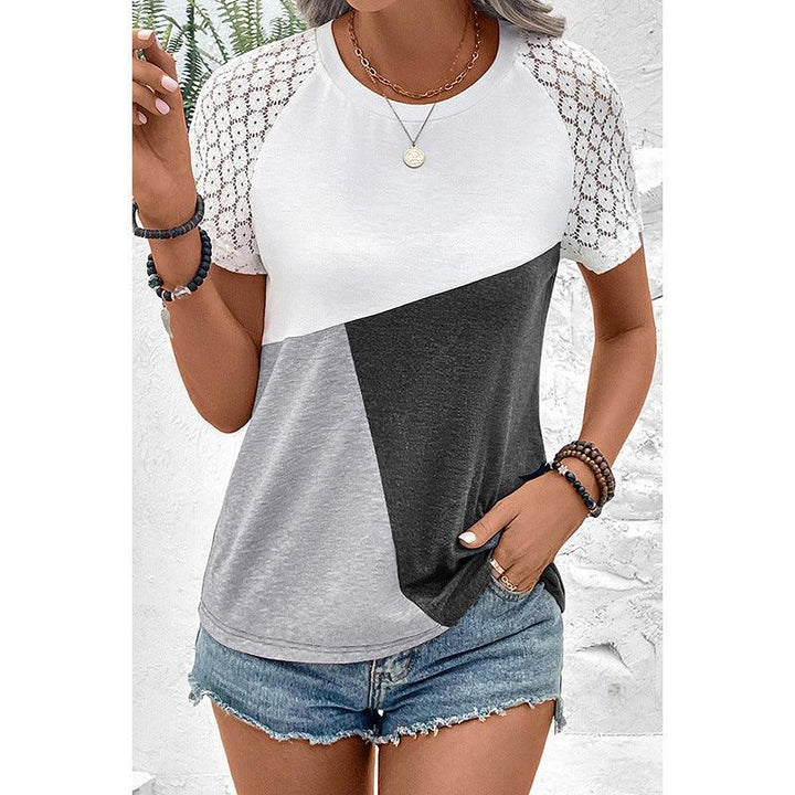 Fashion Lace Stitching T-shirt Women - Trendha