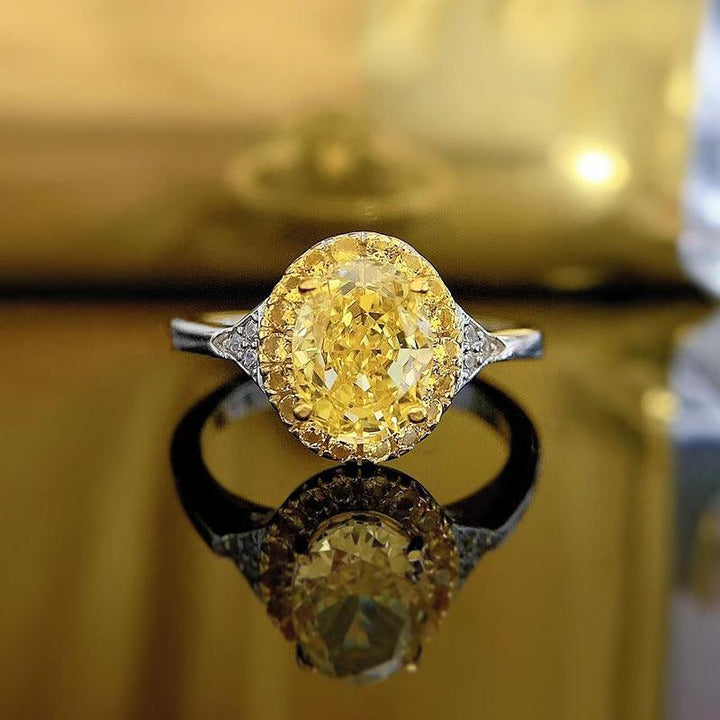 Fashion Simple High Carbon Diamond Yellow Diamond Ring - Trendha