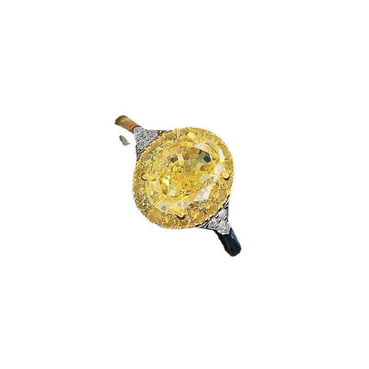 Fashion Simple High Carbon Diamond Yellow Diamond Ring - Trendha