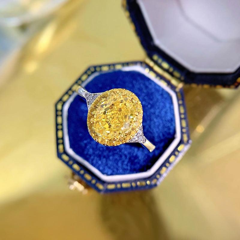 Fashion Simple High Carbon Diamond Yellow Diamond Ring - Trendha