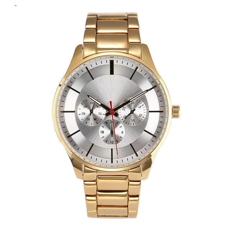 Fashion Three Eyes False Six Hands Quartz Watch - Trendha