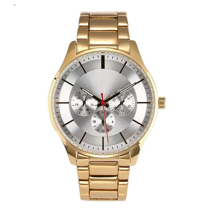 Fashion Three Eyes False Six Hands Quartz Watch - Trendha