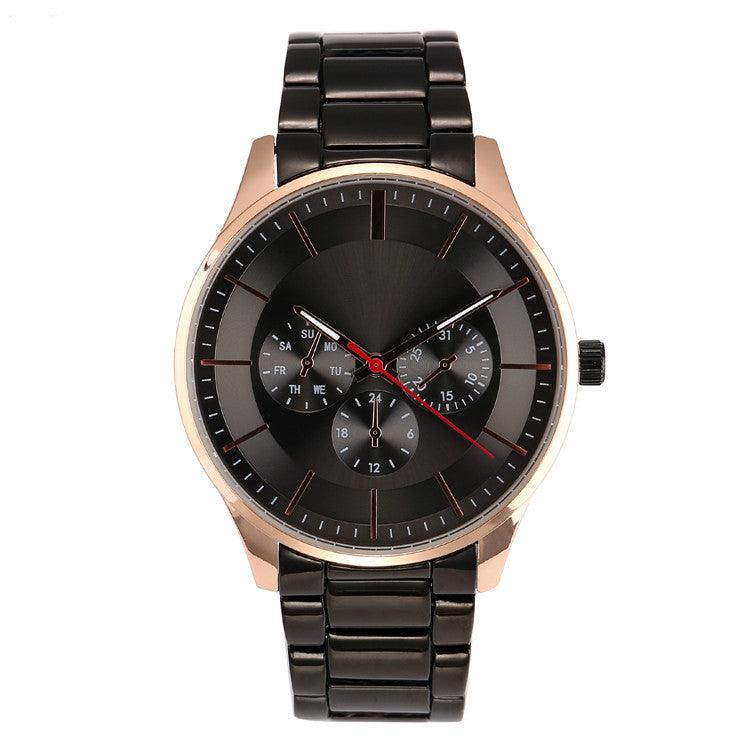 Fashion Three Eyes False Six Hands Quartz Watch - Trendha