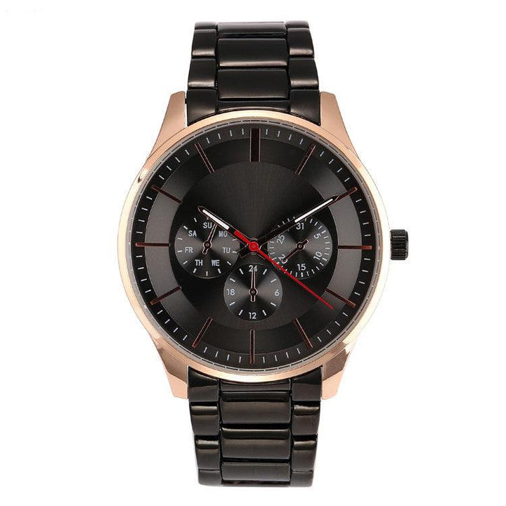 Fashion Three Eyes False Six Hands Quartz Watch - Trendha