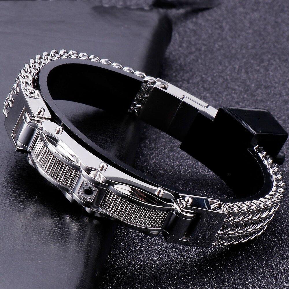 Men's Polished Geometric Link Bracelet