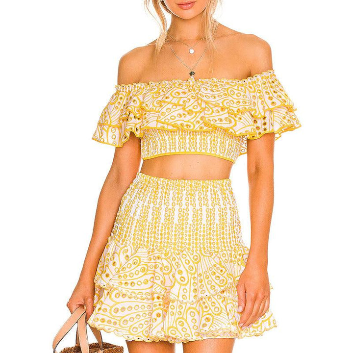 French Style Temperament Wooden Ear Short Top - Trendha