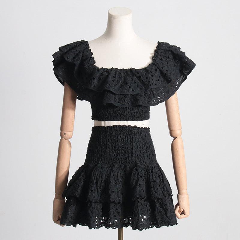 French Style Temperament Wooden Ear Short Top - Trendha