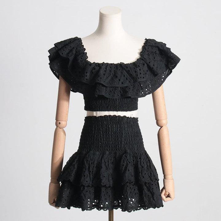 French Style Temperament Wooden Ear Short Top - Trendha