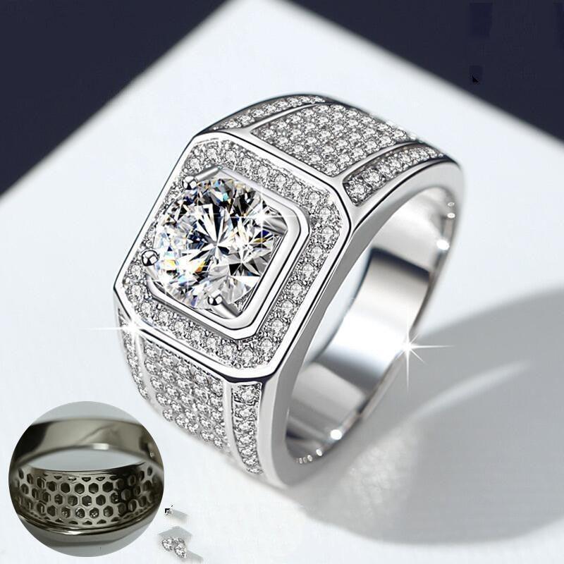 Full Diamond Inlaid Men's Diamond Ring - Trendha