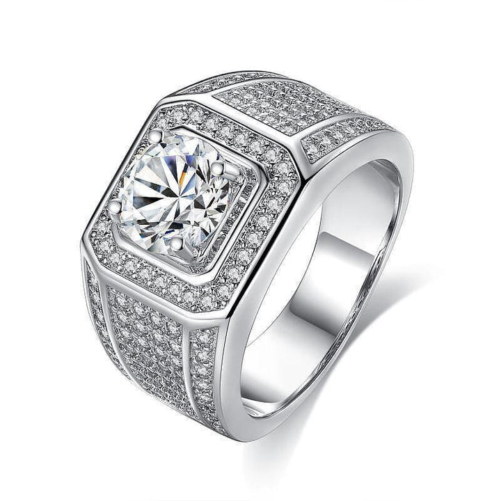 Full Diamond Inlaid Men's Diamond Ring - Trendha