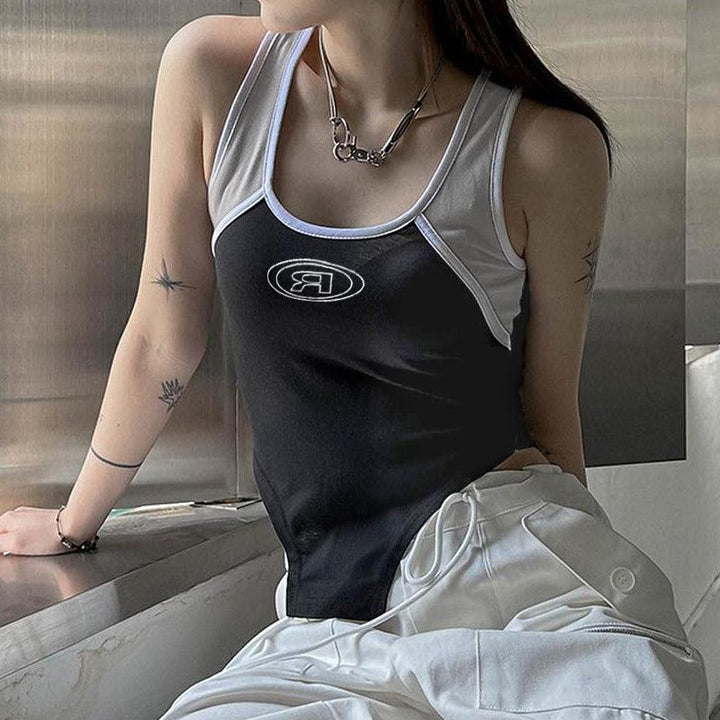 Functional Stitching And Contoured Hem Suspender Vest - Trendha