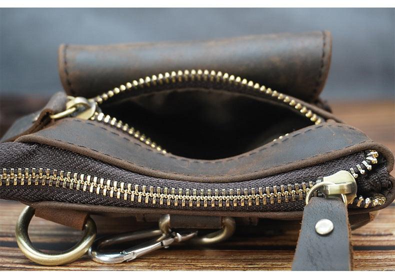 Genuine Leather Cell Phone Waist Bag Niche Simple Mini - Trendha