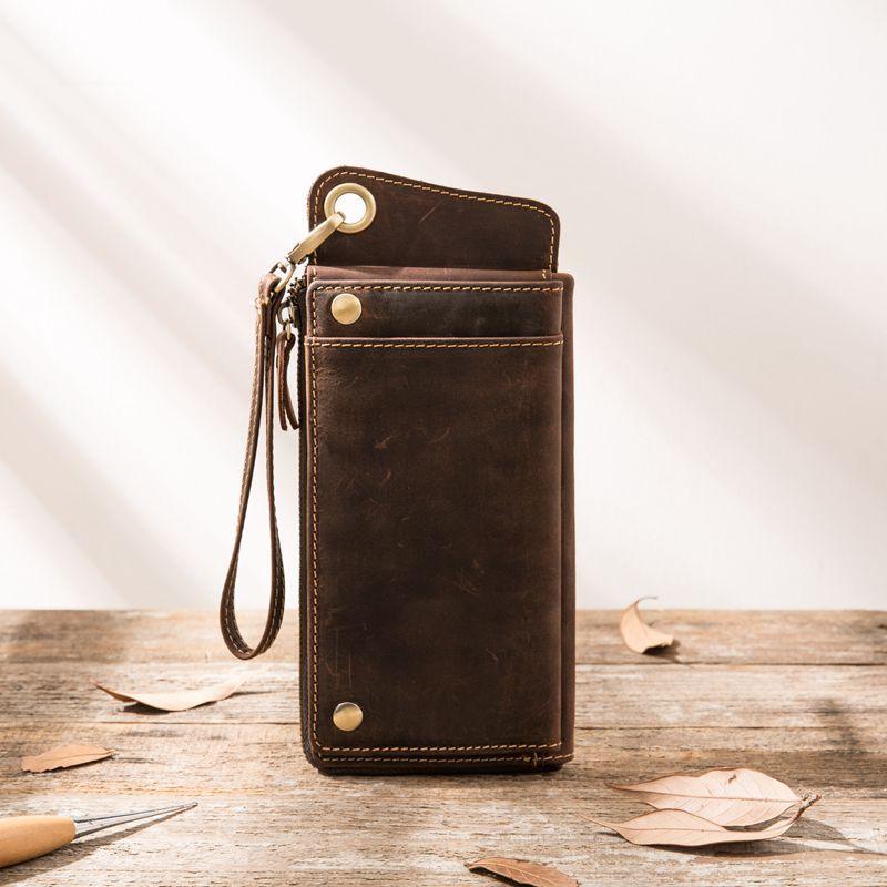Genuine Leather Large Capacity Zipper Phone Bag - Trendha