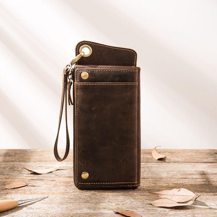 Genuine Leather Large Capacity Zipper Phone Bag - Trendha