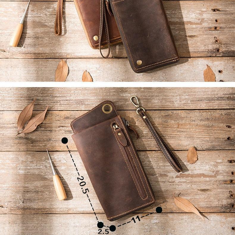 Genuine Leather Large Capacity Zipper Phone Bag - Trendha