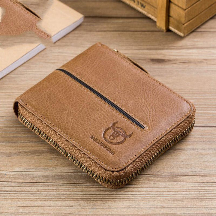 Genuine Leather Men's Horizontal Multi-card Zipper - Trendha