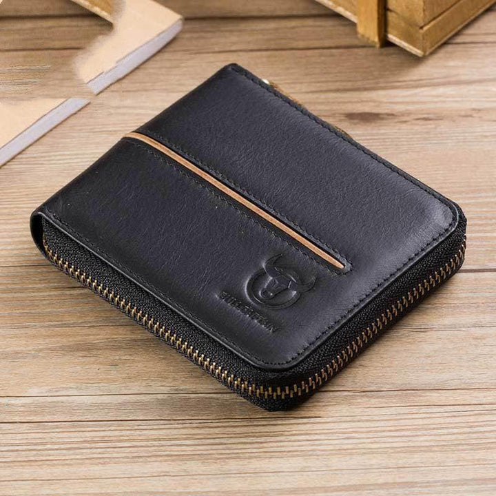 Genuine Leather Men's Horizontal Multi-card Zipper - Trendha