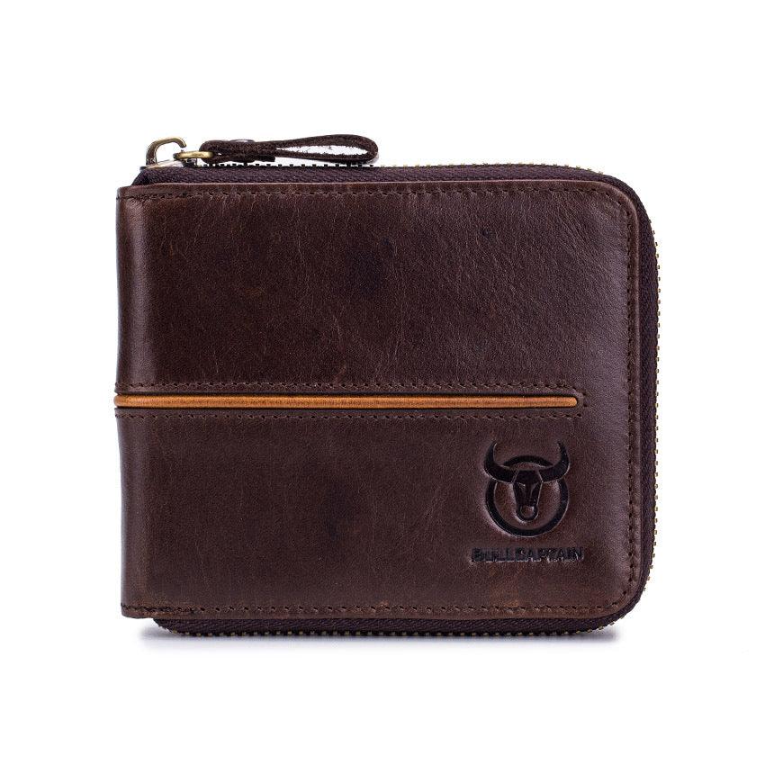 Genuine Leather Men's Horizontal Multi-card Zipper - Trendha