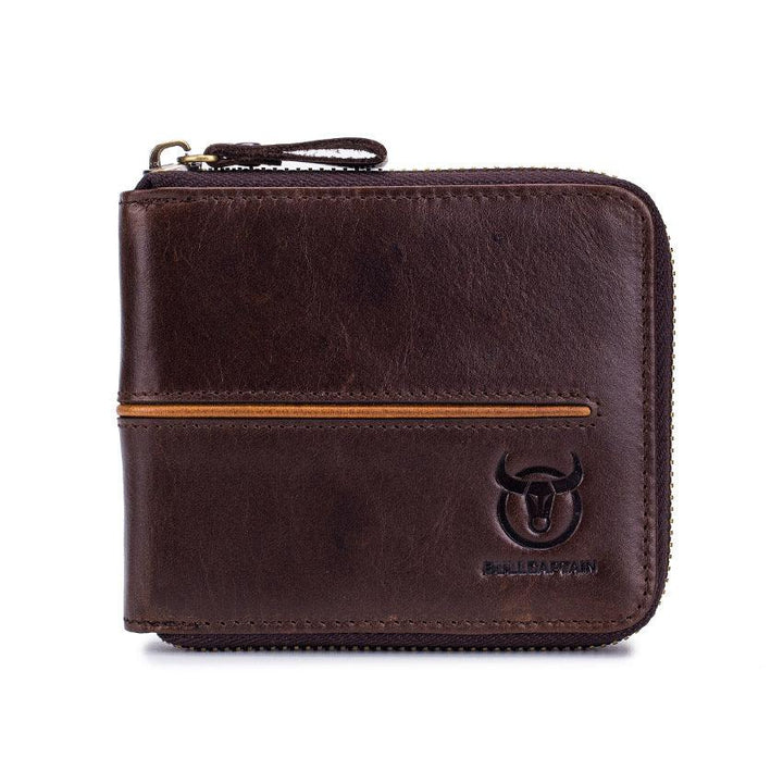 Genuine Leather Men's Horizontal Multi-card Zipper - Trendha