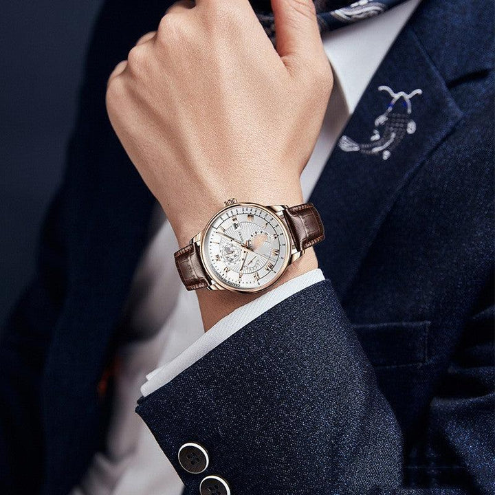 Genuine Leather Watch Men's Luminous Calendar Quartz - Trendha