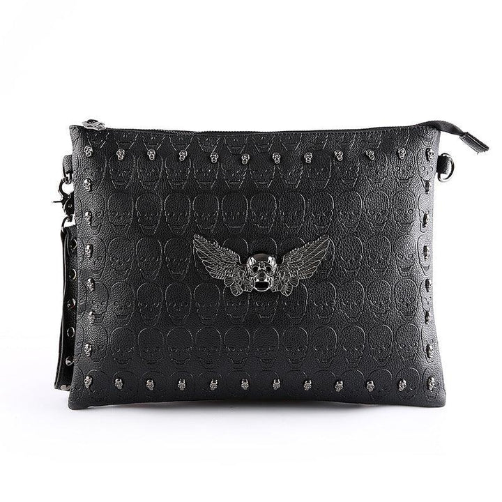 Ghost Head Skull Shoulder File Bag Rivets - Trendha