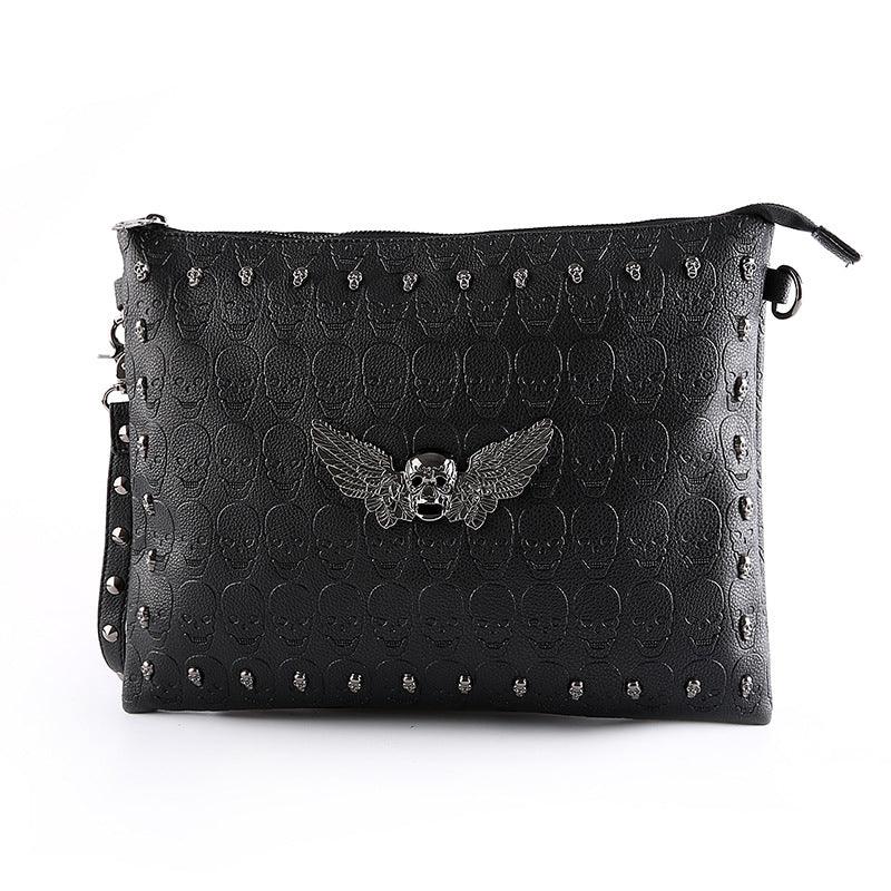 Ghost Head Skull Shoulder File Bag Rivets - Trendha
