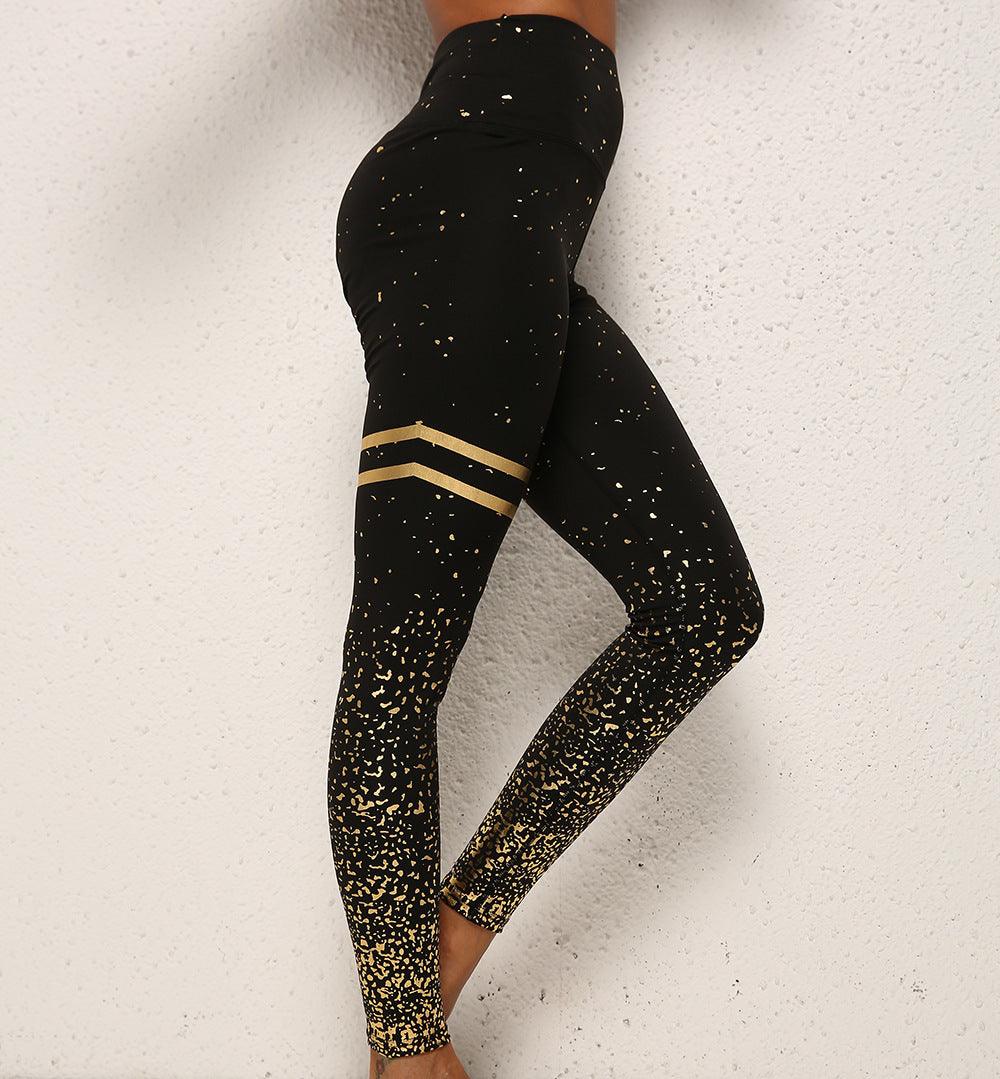 High-Waist Metallic Dot and Stripe Leggings