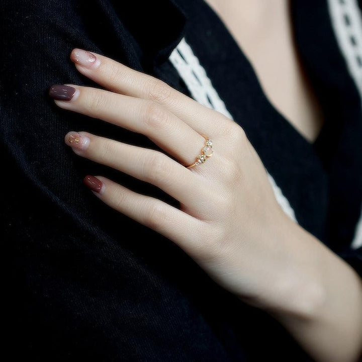 High-grade S925 Silver Plated Natural Opal Ring - Trendha