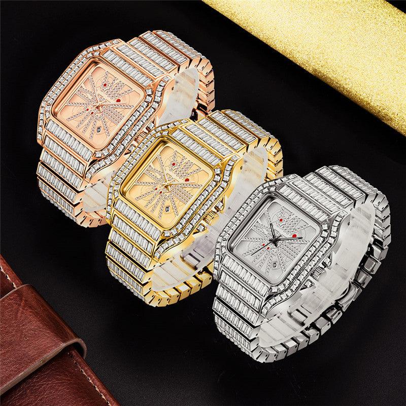 Hip Hop Full Diamond Large Dial Men's Quartz Watch - Trendha