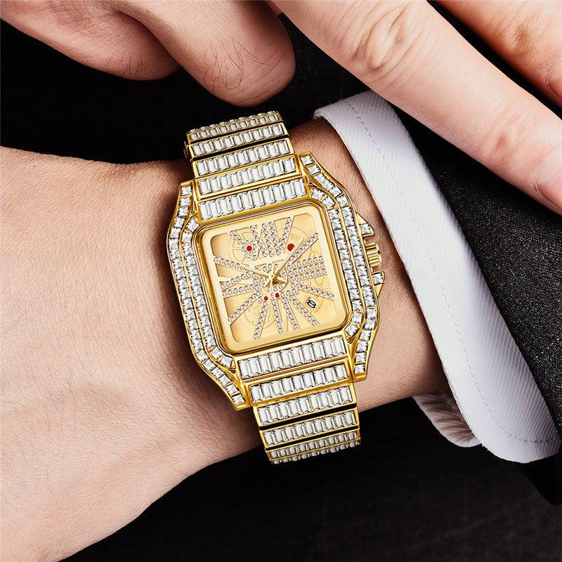 Hip Hop Full Diamond Large Dial Men's Quartz Watch - Trendha