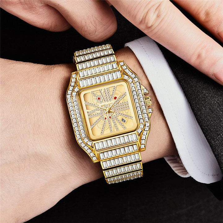Hip Hop Full Diamond Large Dial Men's Quartz Watch - Trendha