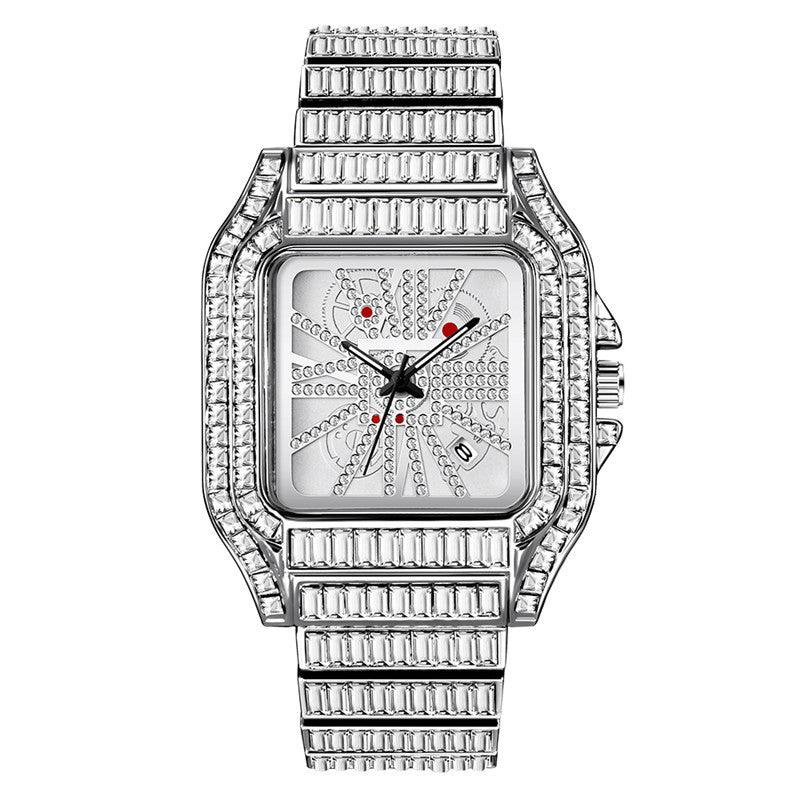 Hip Hop Full Diamond Large Dial Men's Quartz Watch - Trendha